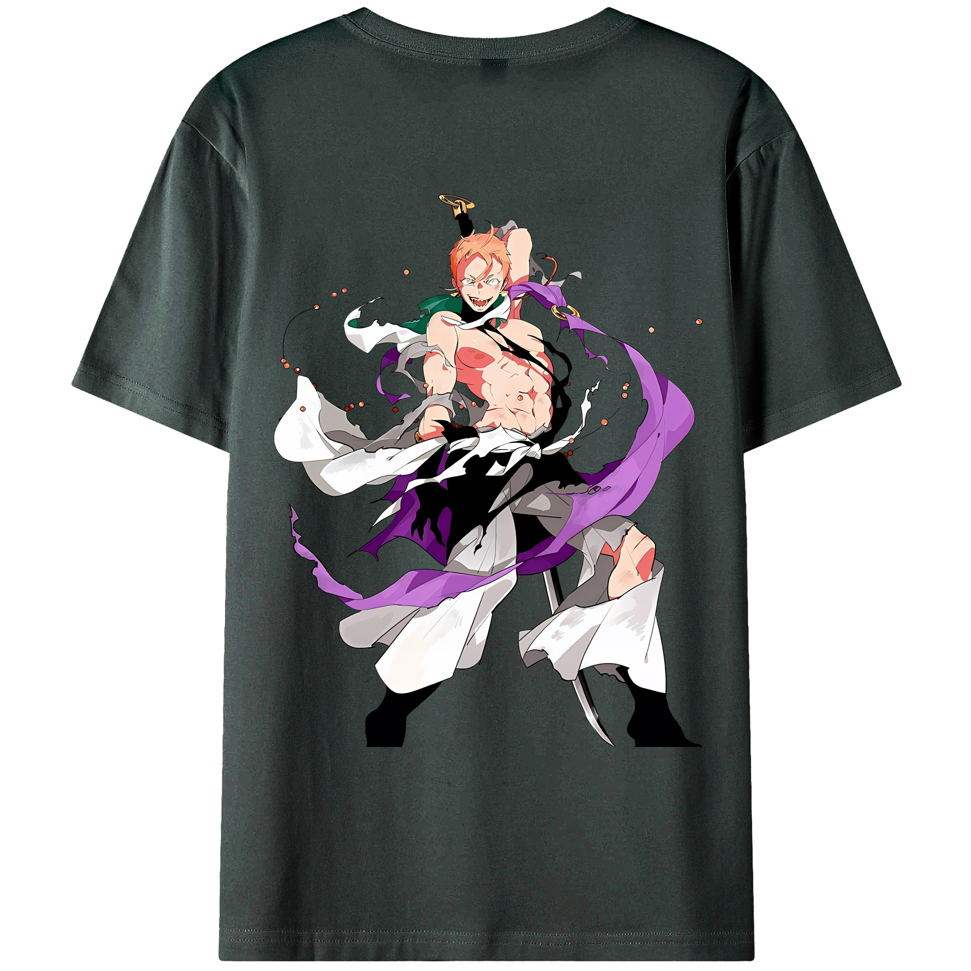 （画像用） 刀剣乱舞 Touken Ranbu 綿100％ メンズ半袖Tシャツ（バックプリント） 通気性